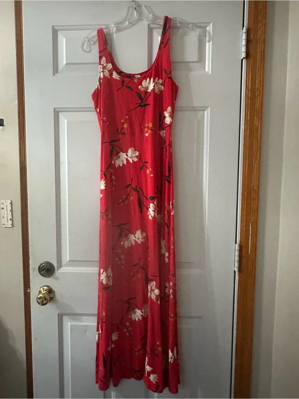 Old Navy Red Floral Tank Maxi Dress Scoop Neck. Size small. - Picture 2 of 11